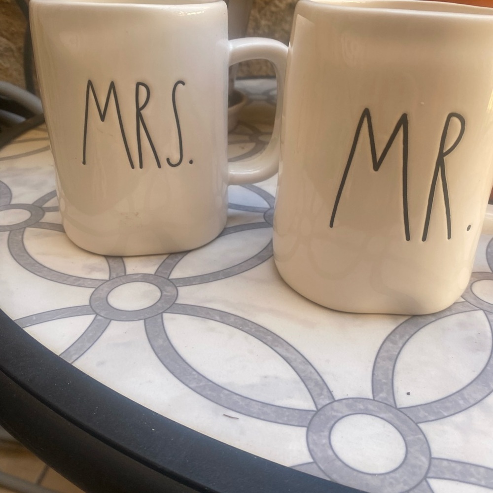 Rae Dunn White 'Mr' and 'Mrs' Mug Set